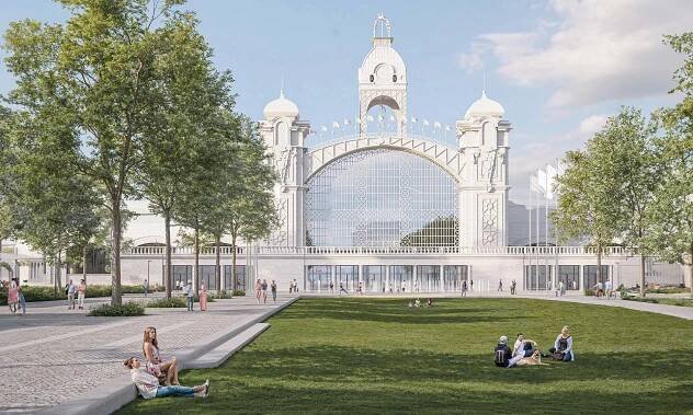 Prostor před pražským Výstavištěm v Holešovicích se vrátí k původní kompozici a získá pobytový trávník – DesignMag.cz