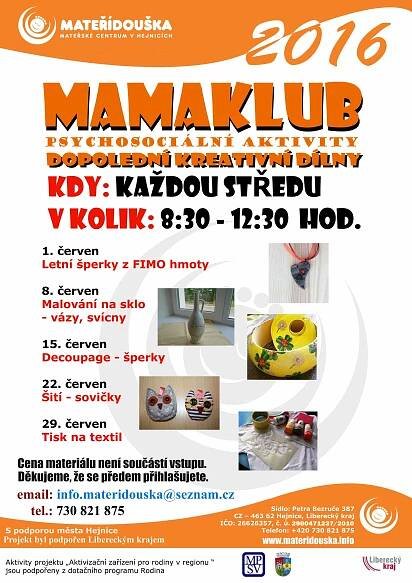 Oficiální stránky obce Bílý Potok - Mateřské centrum Mateřídouška Hejnice - akce v červnu 2016