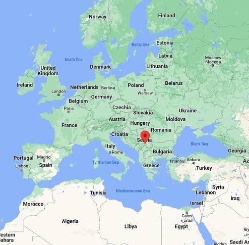 Map showing Trstenik - Serbia