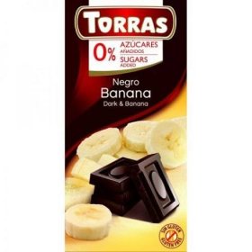 Torras Negro-Banana Bezlepková diabetická tmavá čokoláda banánová bez pridaného cukru 75g