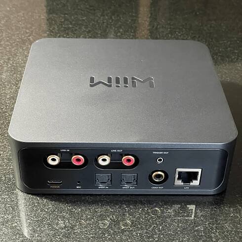 A photo of the rear of a WiiM Pro unit.