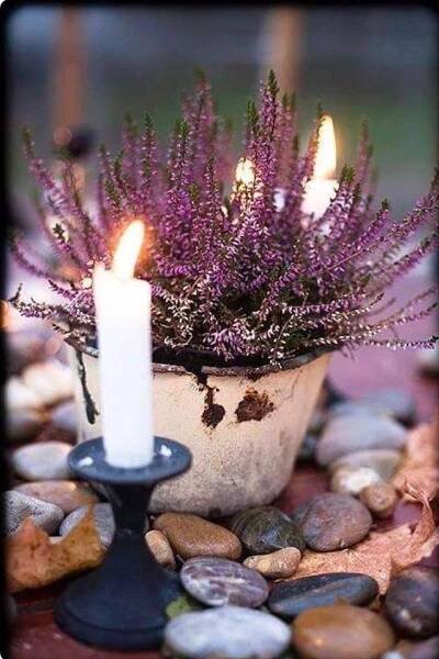Purple Flower Candle Decor