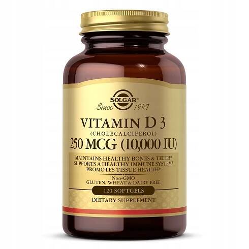 SOLGAR Vitamín D3 10000 IU 120 kapslí Softgels 250 mg