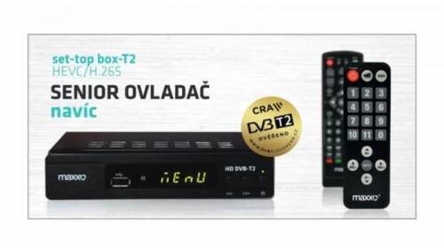 SET-TOP BOX MAXXO STB-T2 FullHD s HEVC H.265 DVB-T2, USB přijímač