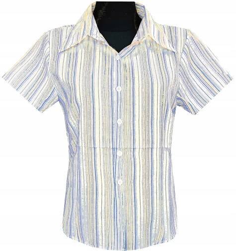 DÁMSKÁ KOŠILE KRÁTKÝ RUKÁV MODRÁ BÉŽOVÁ LINKY XXL 44 MODEL: 127Q