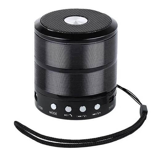 Black colour mini bluetooth speaker with aux wire and cable