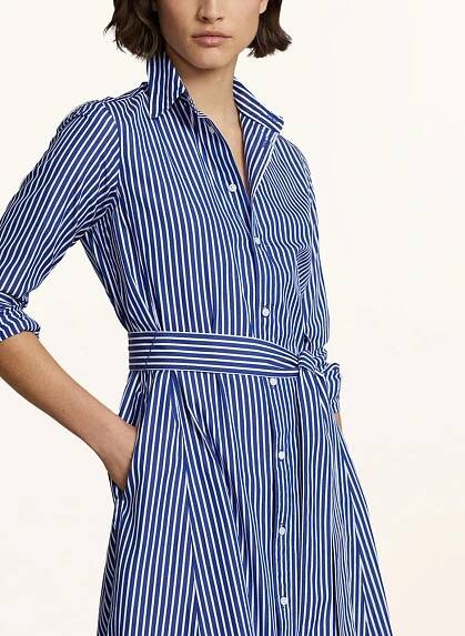 POLO RALPH LAUREN Košilové šaty: BÍLÁ/ TMAVĚ MODRÁ