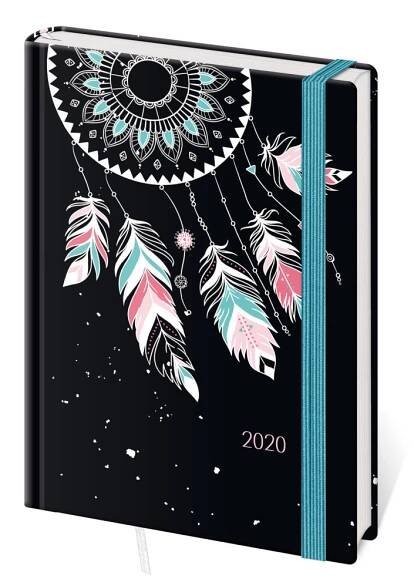 Diář 2020 A5 LYRA denní s gumičkou Feathers | KNIHCENTRUM.cz