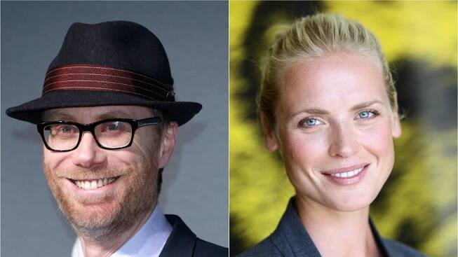 Stephen Merchant and Synnøve Macody Lund