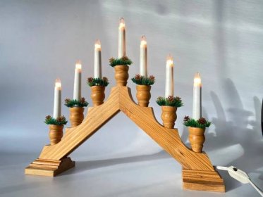Vánoční dřevěný svícen - elektrický  - Starožitnosti a umění