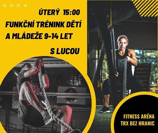 Funkční trénink dětí a mládeže (9-14let) každé úterý v 15:00 s Lucou - Fitness aréna - TRX bez hranic