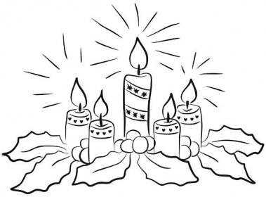 Omalovánka, obrázek Adventní svícen - Vánoce - k vytisknutí, pro děti k vybarvení zdarma, online ke stažení a vytištění