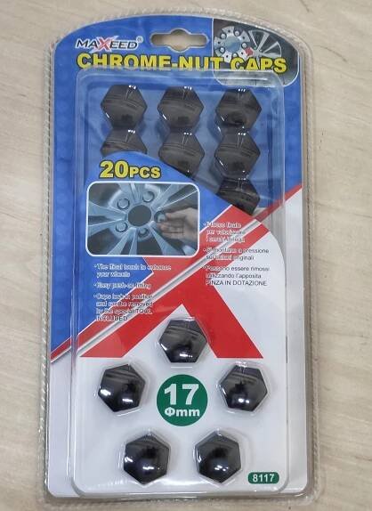 Krytky na šrouby, velikost 17mm, černé, sada 20ks