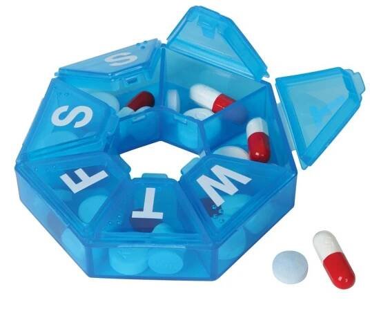 EZY DOSE 7 SIDED PORTABLE WEEKLY PILL PLANNER ORGANIZER BOX 