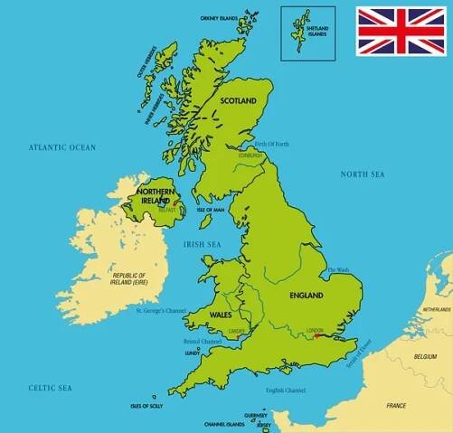 Politická mapa Velká Británie s regiony a jejich hlavní města — Ilustrace