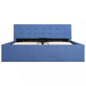 vidaXL Rám postele s úložným prostorem modrý textil 140 x 200 cm