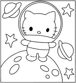 Omalovánka Hello Kitty astronaut Online a Tisk zdarma!