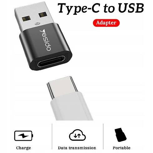 Yesido Adaptér OTG GS09 - USB (samec) na typ C (samice) - černý - Allegro