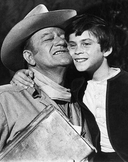 John Wayne and John Ethan Wayne on set of 'The Million Dollar Kidnapping'.