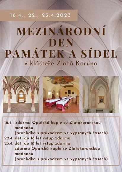 Mezinárodní den památek a historických sídel v klášteře Zlatá Koruna - Zlatá Koruna