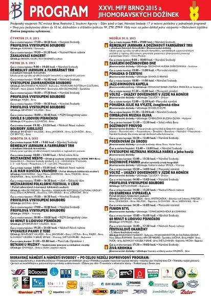 Portál Jihomoravského kraje - Jihomoravské dožínky a XXVI. Mezinárodní folklorní festival Brno 2015 - PROGRAM - Jihomoravské