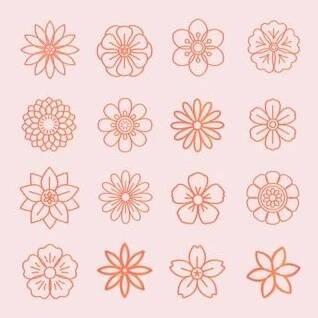 Floral pattern and floral icons | Free Vector | Blumen zeichnung, Blumenzeichnung, Blumen zeichnen