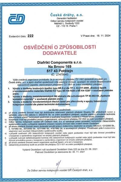 Certifikát ČD 2024