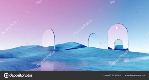 Render Surreal Pastel Landscape Background Geometric Shapes Abstract Fantastic Desert — Stock Fotografie © tanatpon13p #651825432