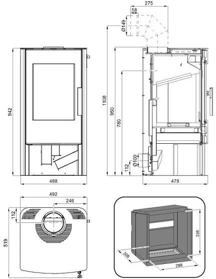 HAAS+SOHN Kamna krbová Herborn II 3,0 - 6,4 kW, černá