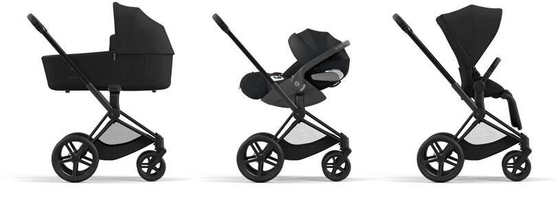 Cybex Priam 4.0 2024 sada Comfort 5v1 Matt Black podvozek + Potah sezení + korba Lux + Cloud T Plus + Base T