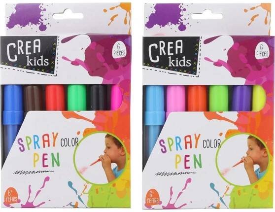 Foukací fixy 6 ks hnědá,černá zelená tm.modrá,červená,tm.růžová