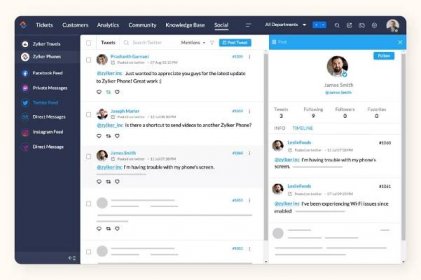 A screenshot shares the social media customer service software of Zoho Desk.