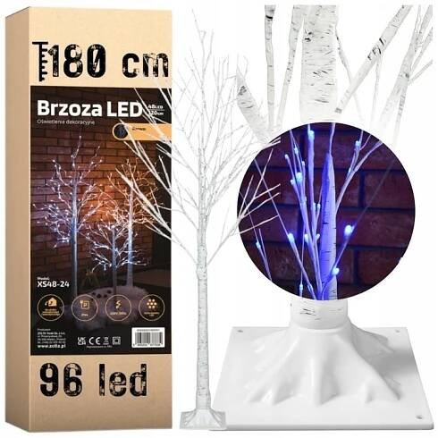 Vánoční stromek bříza led sváteční dekorace 180 cm 96 led vícebarevný
