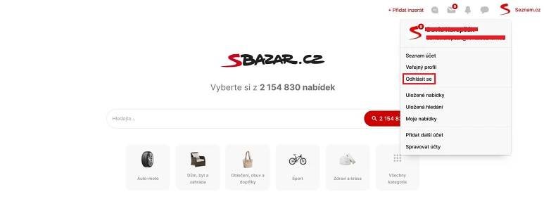 Jak se přihlásit a odhlásit - Nápověda Sbazar.cz