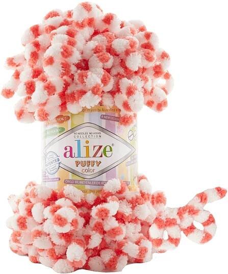 příze Puffy color 6495 bílá, korálová - prohackovani.cz
