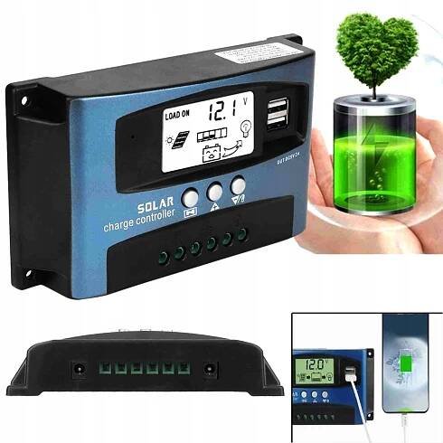 SOLÁRNÍ REGULÁTOR NABÍJENÍ 100A LCD 12V/24V