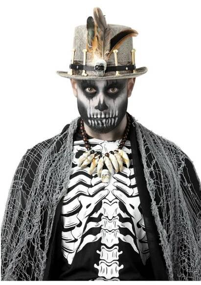 Voodoo klobouk zdobený šedý