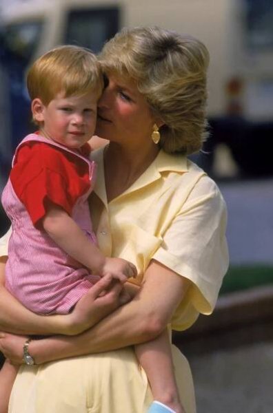 Princess Diana and Prince Harry as a child.