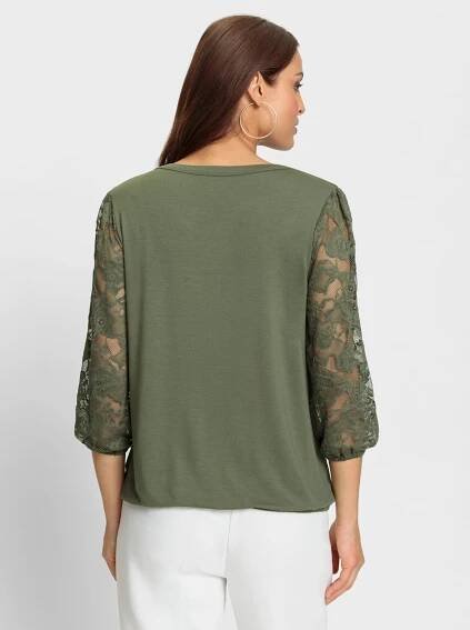 Krajkové tričko - khaki