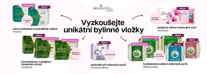 Přírodní intimní hygiena TianDe | Bylinné vložky s léčivými účinky - Království-tianDe.cz