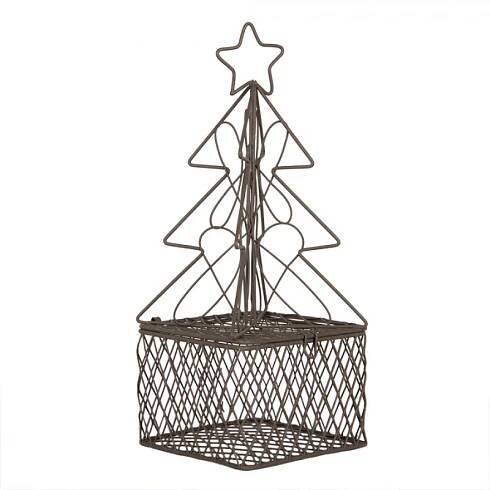 Drátěná dekorace vánoční stromek s dárkem Filaire – 9x9x22 cm | Clayre & Eef | Alapointe.cz