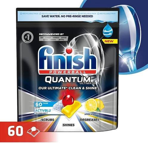 Finish Quantum Ultimate Lemon Sparkle Kapsle do myčky nádobí 60 ks