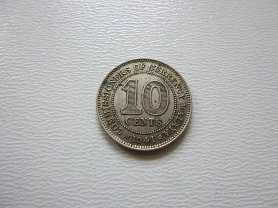 10 Cent 1941, Georg VI., Malajsie (britská), stříbro, Ag