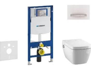 WC sada Geberit Duofix - Modul pro závěsné WC s tlačítkem Sigma50, alpská bílá + Tece One - sprchovací toaleta a sedátko, Rimless, SoftClose 111.300.00.5 NT8
