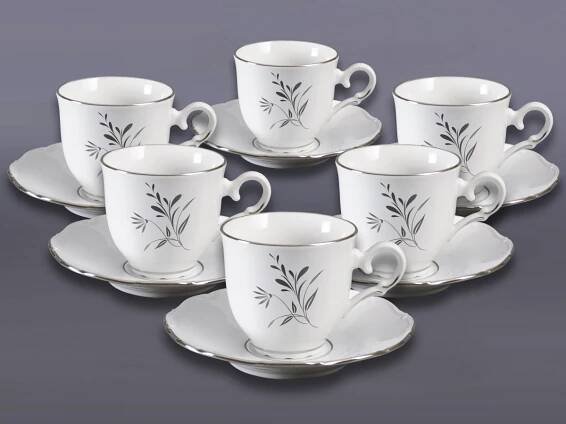 6x Šapo (Tattoo - rostliny) platina | Ofélie | VIVA PORCELÁN - PORCELÁNOVÁ MANUFAKTURA