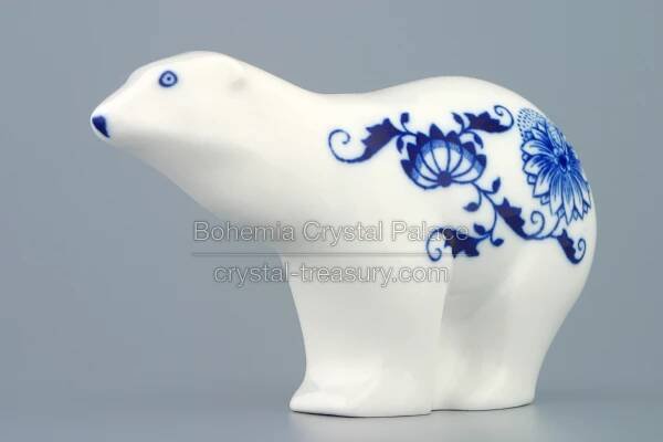 Cibulák medvídek 15 cm originální cibulákový porcelán Dubí, cibulový vzor,