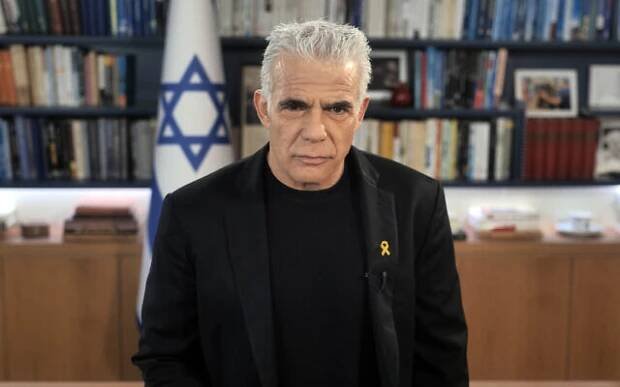 Opposition Leader Yair Lapid delivers a video statement as the cabinet deliberates ahead of a no-confidence vote in the attorney general, March 23, 2025. (Screenshot)