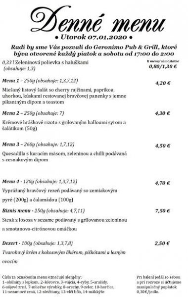 menu 7.1. – Arkádia hotel