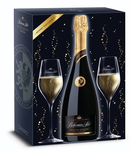 Bohemia Sekt Prestige Demi sec 12,5% 0,75 l (dárkové balení 2 sklenice)