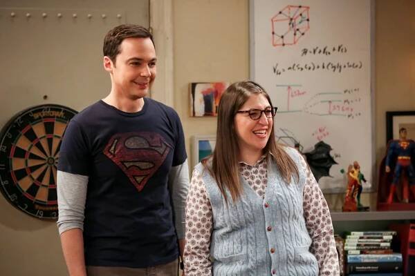 Teorie velkého třesku - Radikální stanovisko - Z filmu - Jim Parsons, Mayim Bialik